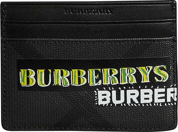 Burberry London England Men's Sandon Graphic Logo Faux-Leather Card Case
