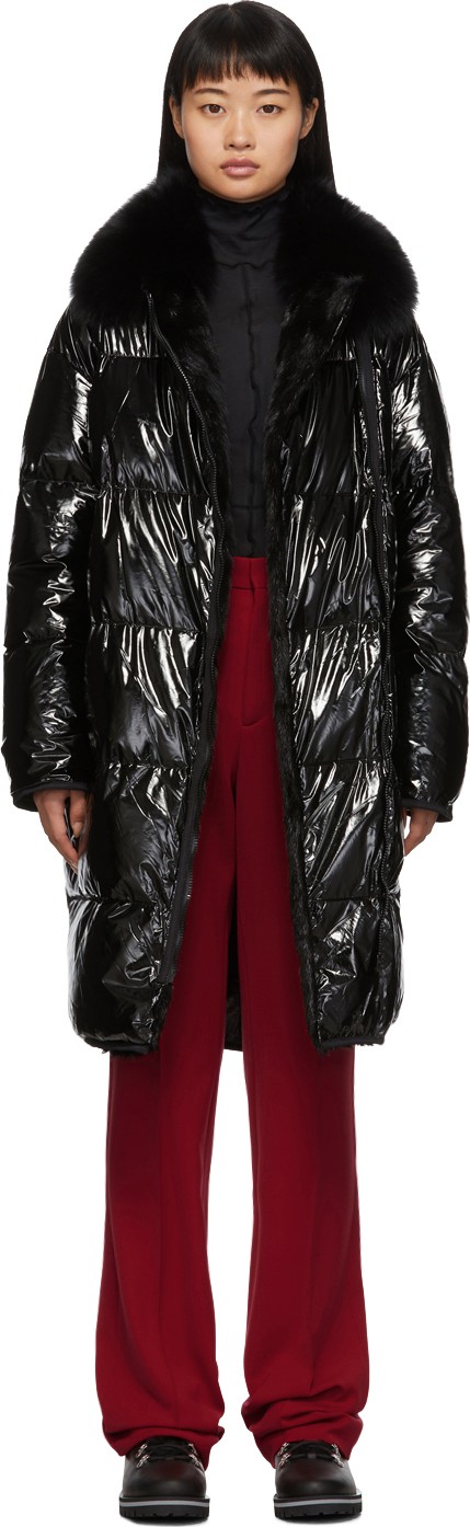 Yves Salomon Black Fur & Down Four Coat