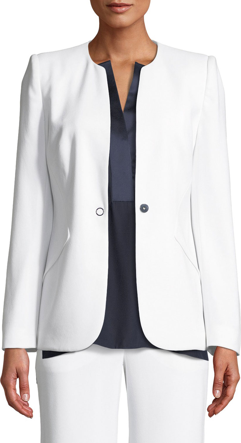 Elie Tahari Allegra One-Snap Crepe Jacket