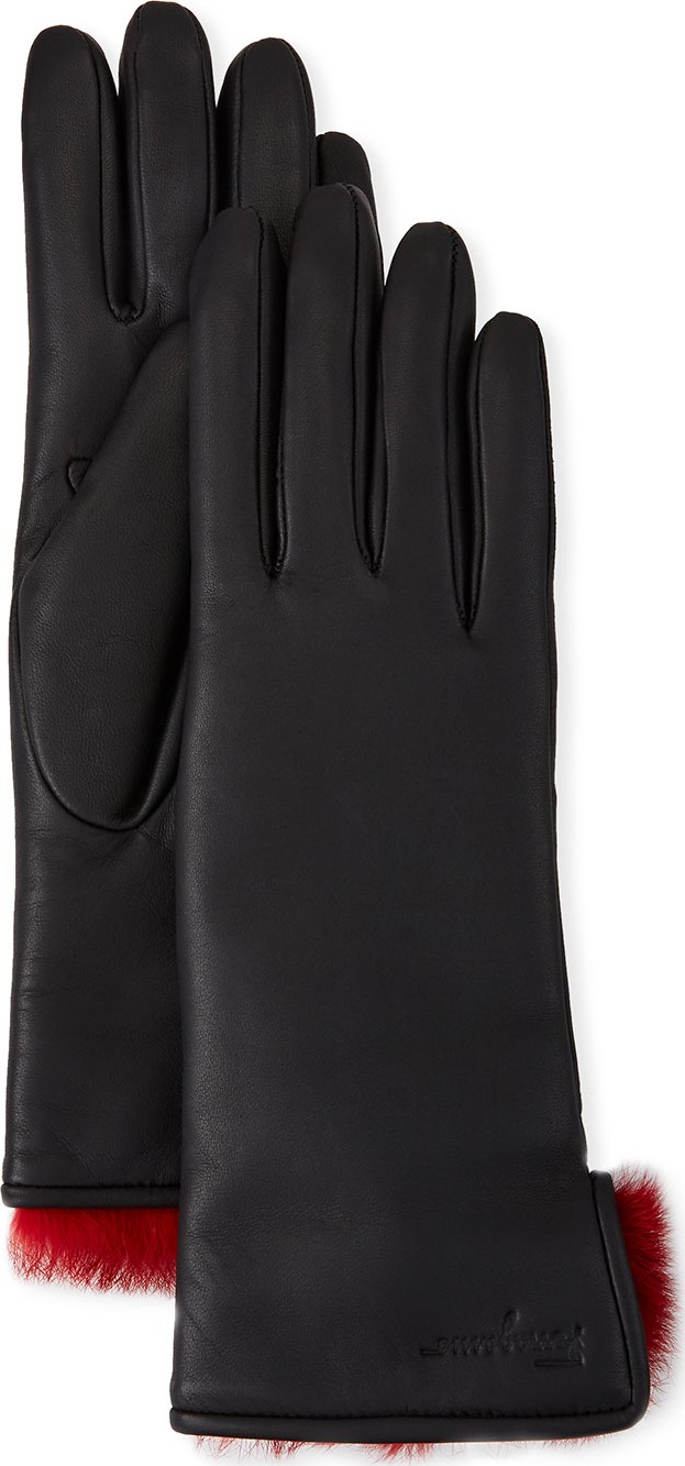 Salvatore Ferragamo Fur-Lined Leather Gloves