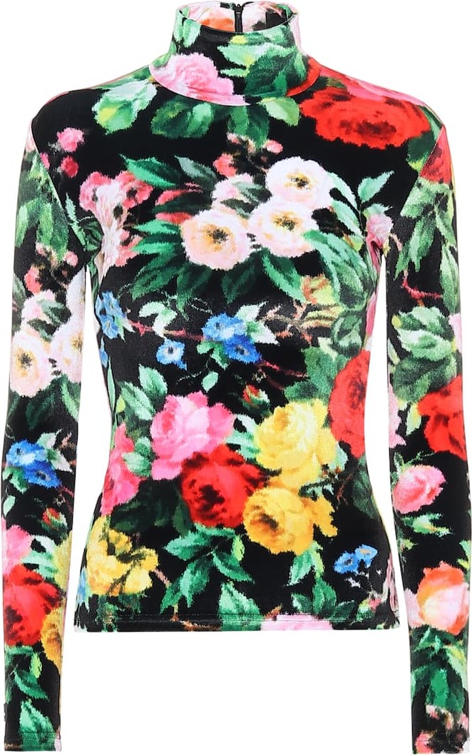 Richard Quinn Floral velour shirt