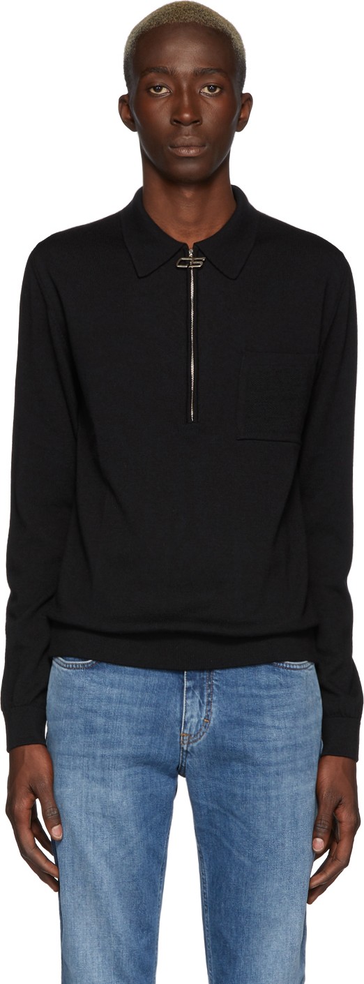 Cmmn Swdn Black Curtis Zip Polo