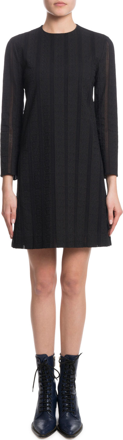 Chloe Bracelet-Sleeve Owl-Eye Embroidery Cotton Voile Dress