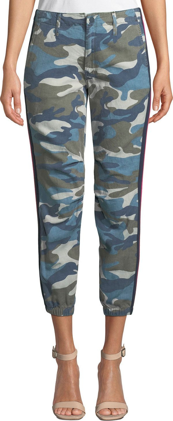 MOTHER Misfit Camo-Print Racer Stripe Cropped Pants