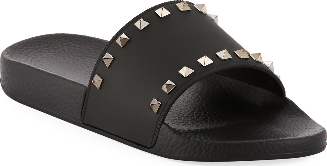 Valentino Rockstud Vinyl Pool Slide Sandal