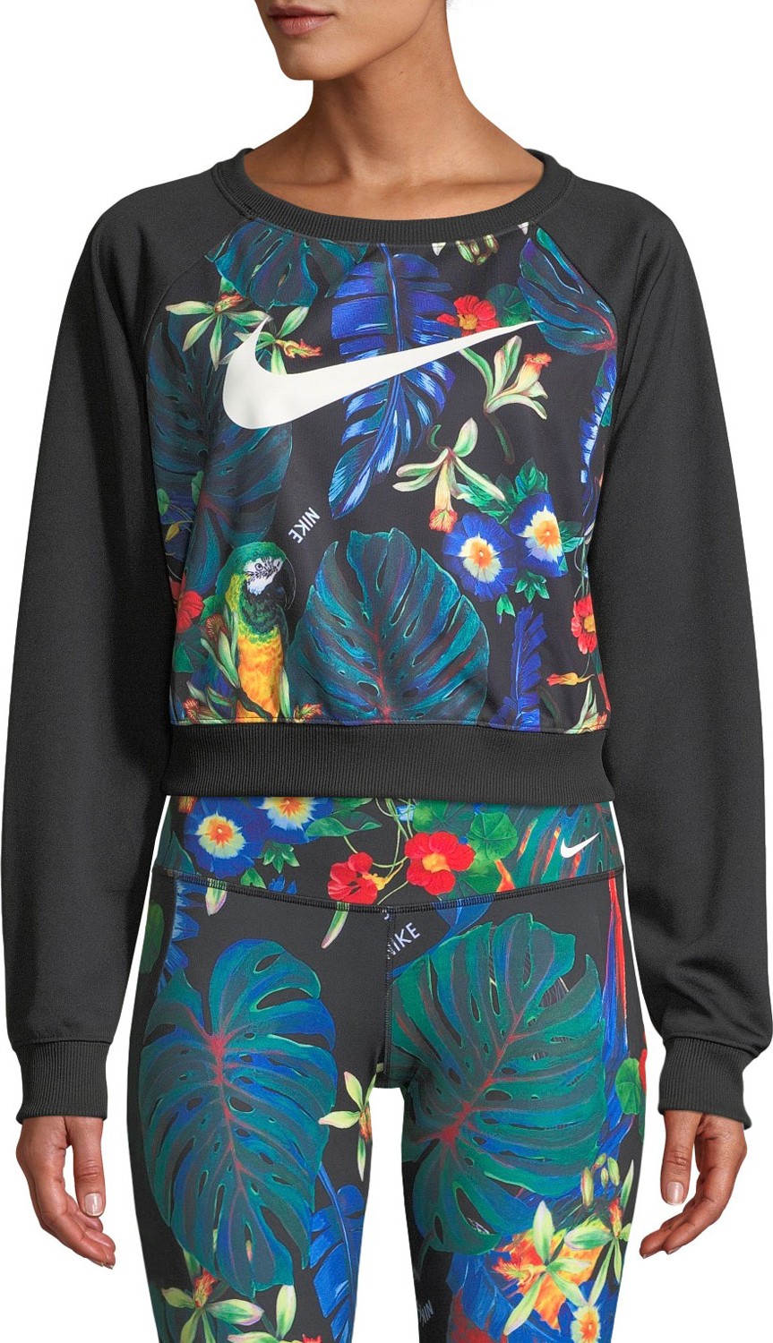 Nike Printed Raglan Cropped Crewneck Sweatshirt