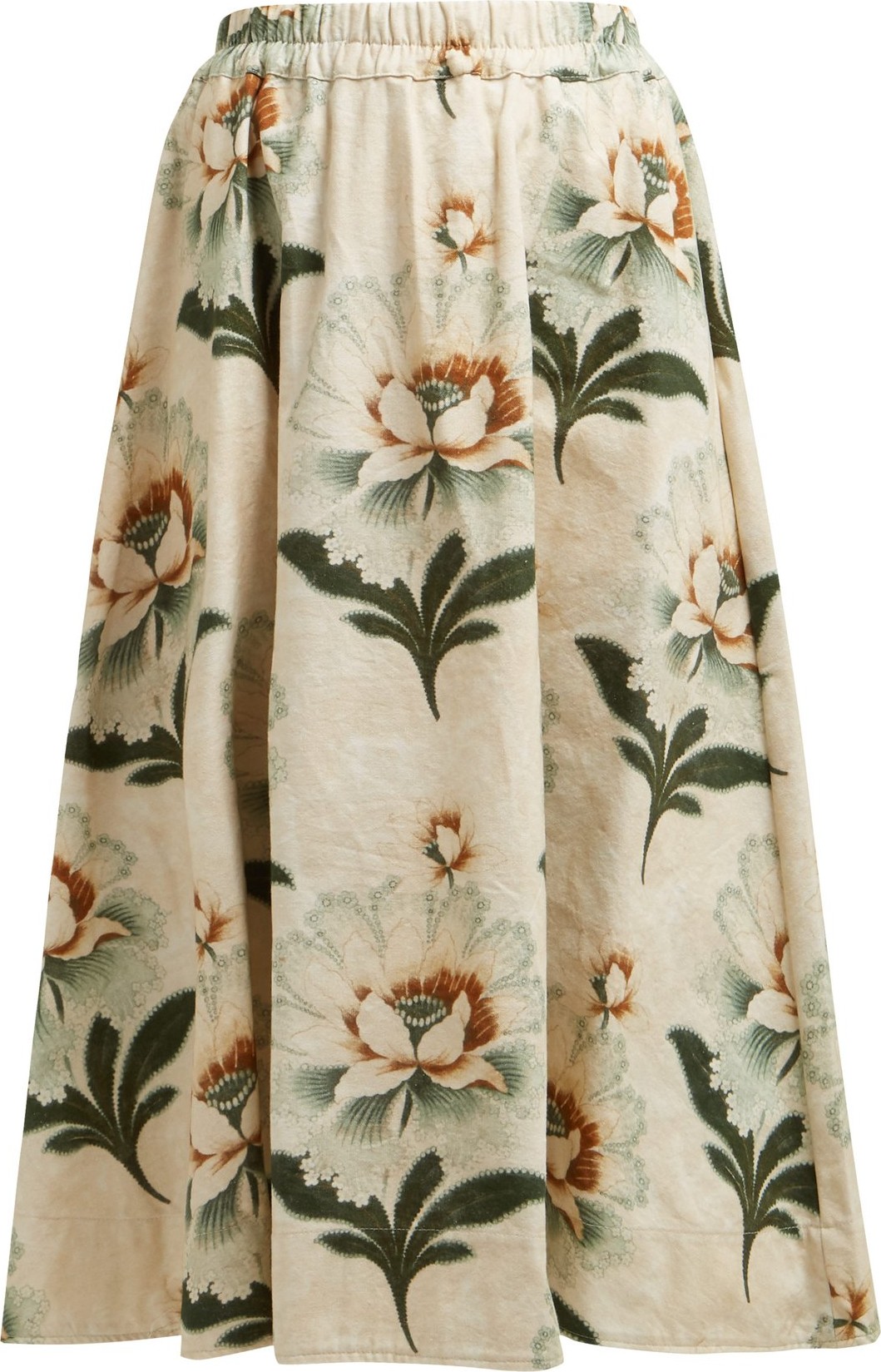 By Walid Daisy floral-print cotton-canvas midi skirt