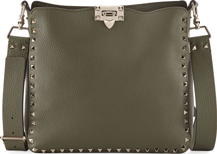 Valentino Rockstud Small Leather Hobo Bag