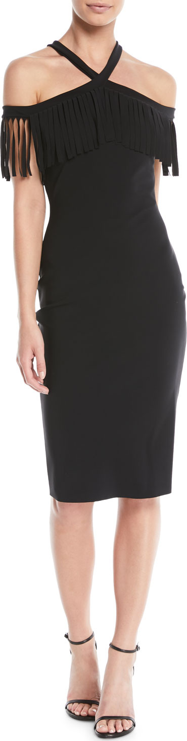 La Petite Robe di Chiara Boni Ema Fringe Crisscross Cocktail Dress