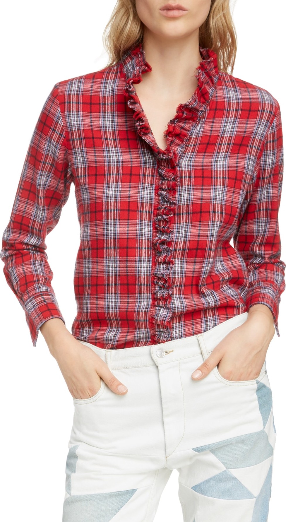 Isabel Marant Etoile Isabel Marant Étoile Dawendy Ruffle Plaid Top