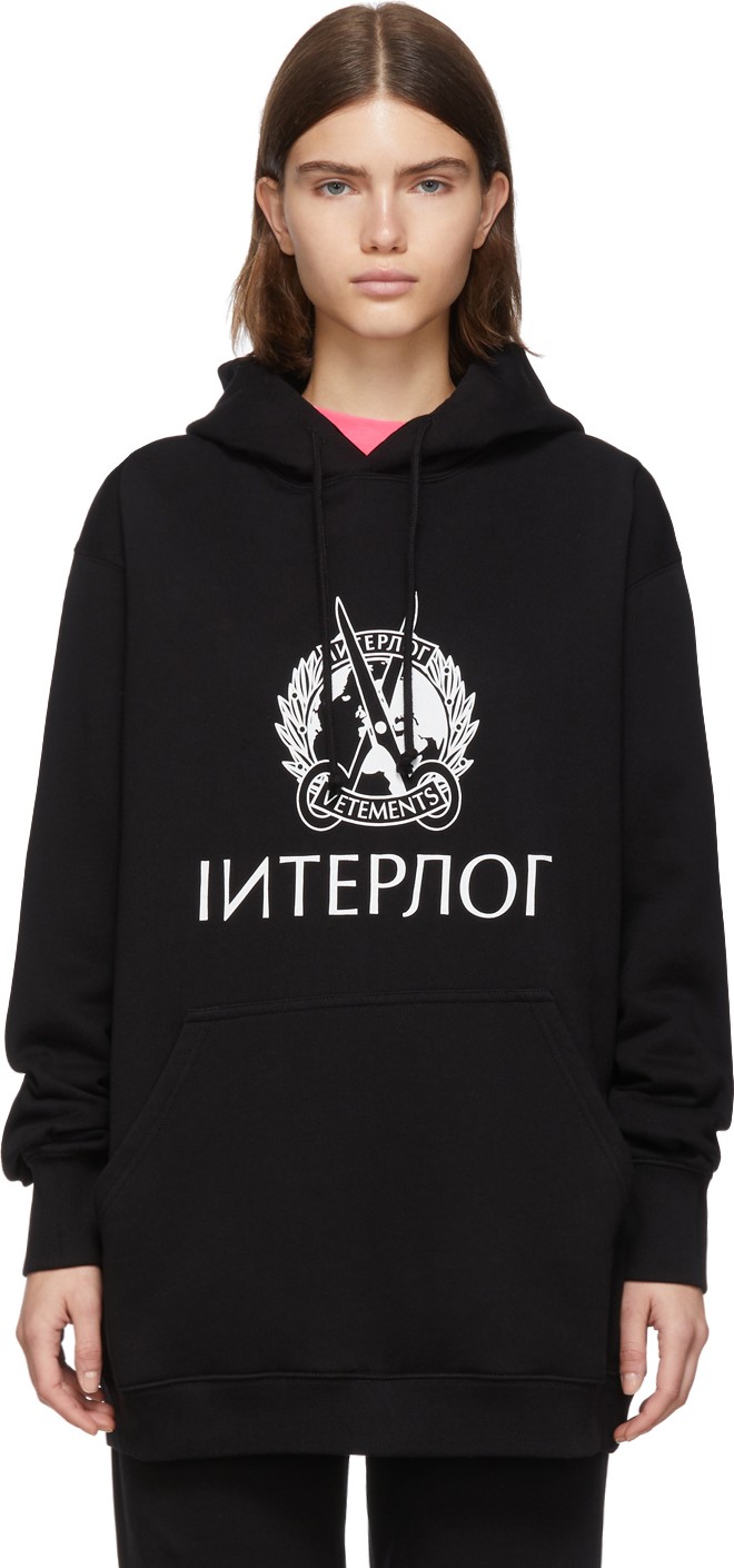 Vetements Black Interpol Hoodie