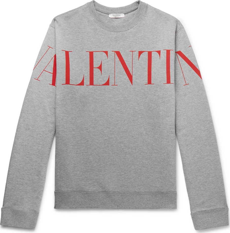 Valentino Logo-Print Mélange Loopback Cotton-Blend Jersey Sweatshirt Valentino Logo-Print Mélange Loopback Cotton-Blend Jersey Sweatshirt