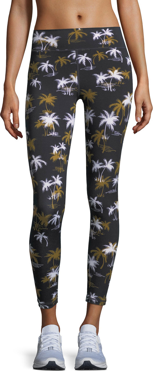 The Upside Acapulco Palm-Tree Print Ankle Leggings