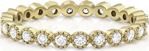 Dominique Cohen 18k Gold Milgrain Diamond Stacking Ring (Small)