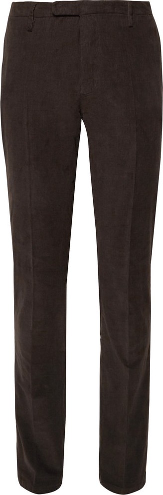 Boglioli Dark-Olive Stretch-Cotton Corduroy Suit Trousers