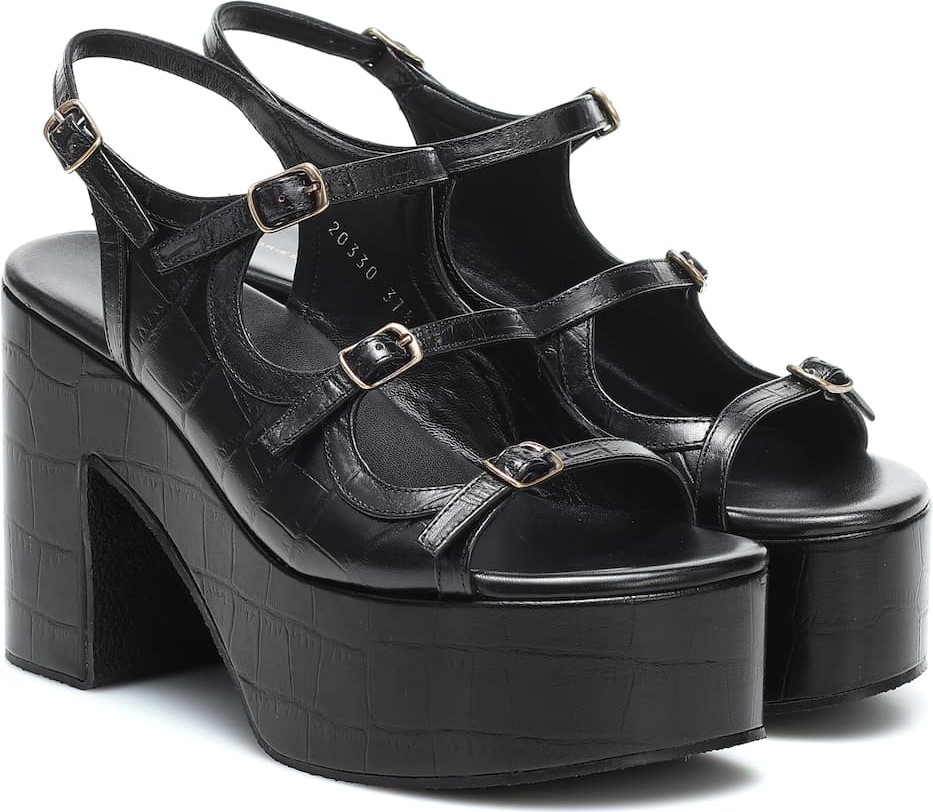 Dries Van Noten Croc-effect leather platform sandals