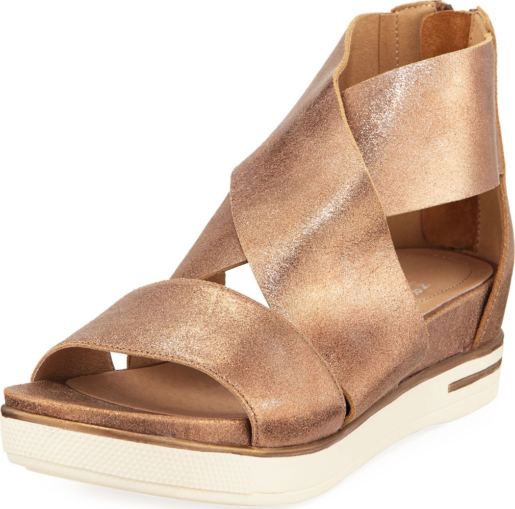 Eileen Fisher Sport Metallic Leather Platform Sandals