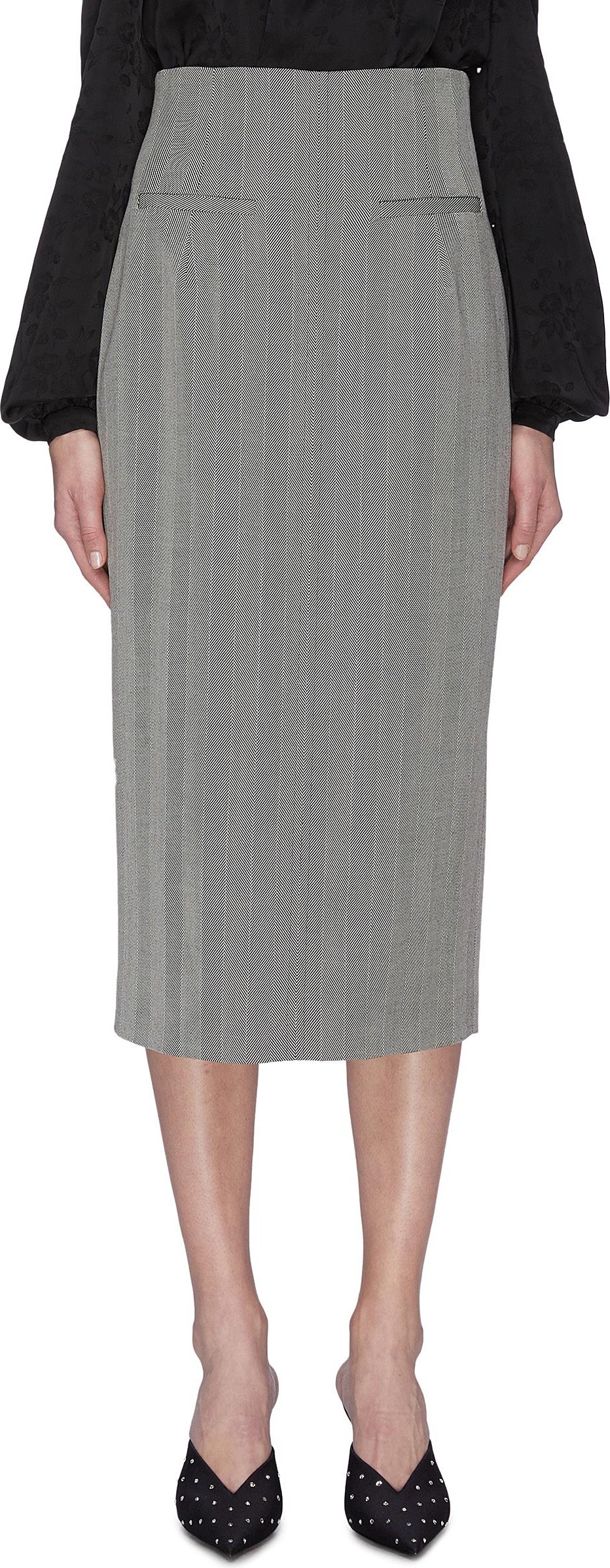 Racil Back slit stripe wool pencil skirt