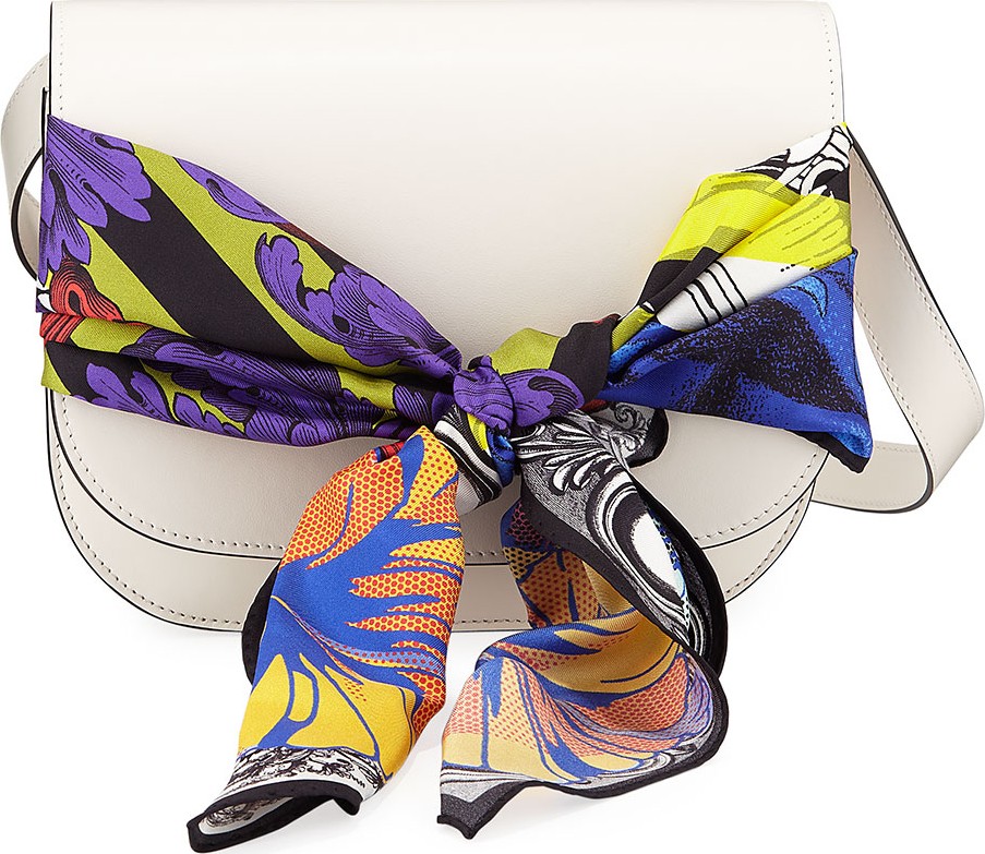 Versace Calfskin Shoulder Bag with Silk Scarf