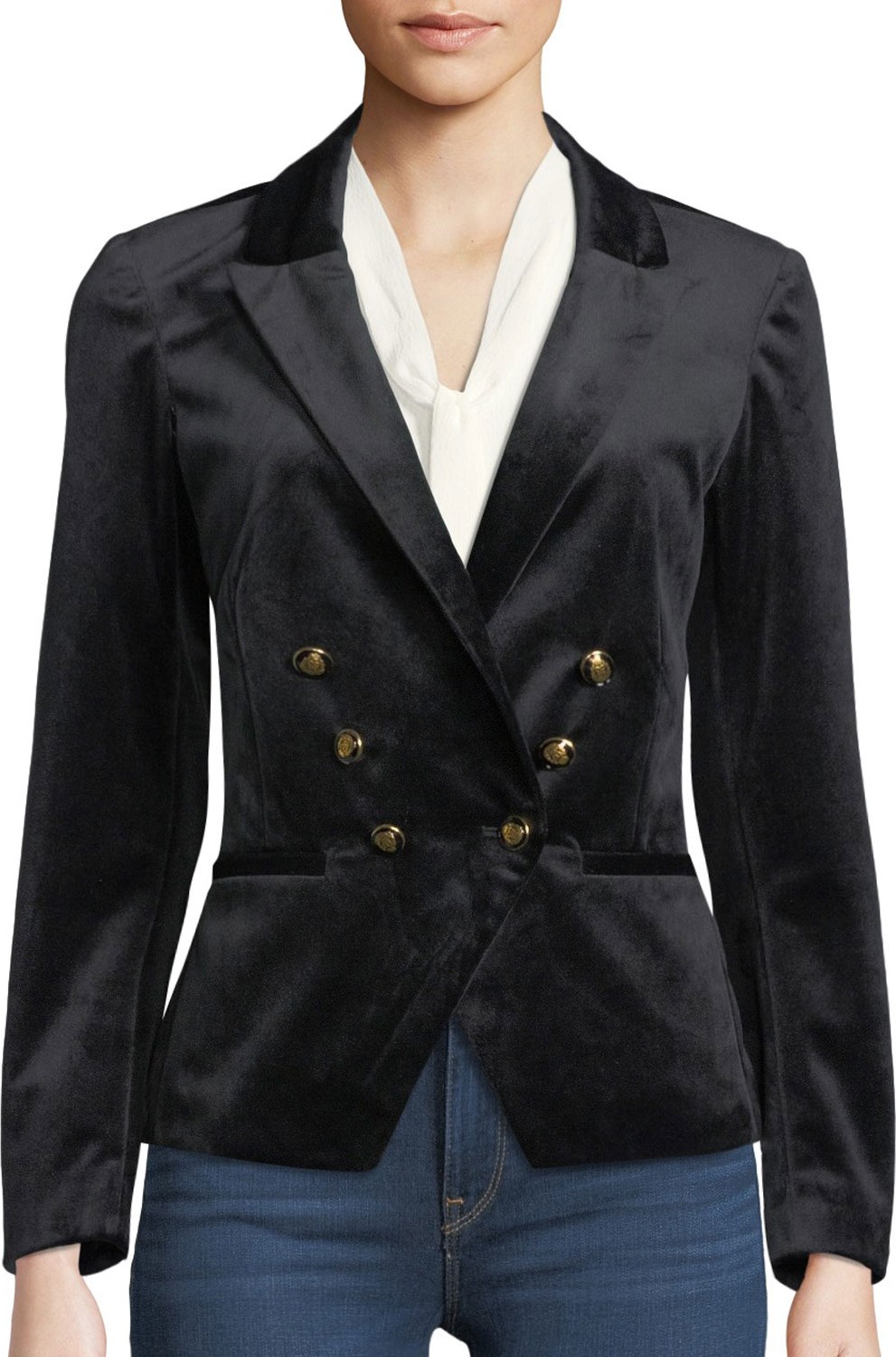 cupcakes and cashmere Belisma Velveteen Double-Breasted Blazer