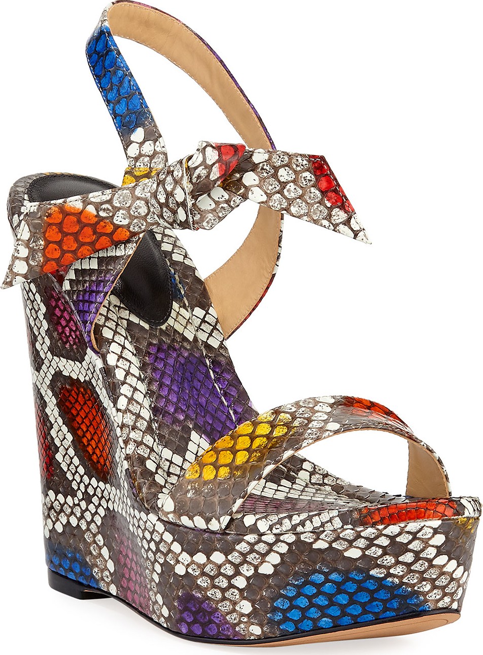 Alexandre Birman Noelle Python Wedge Sandals