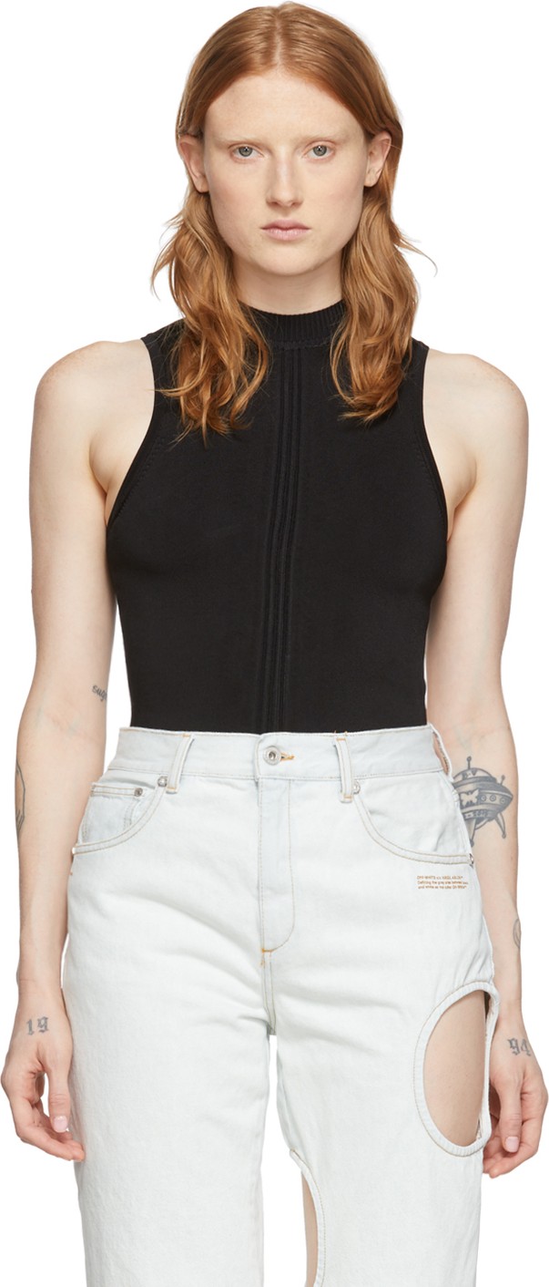 Off White Black Open Back Short Jumpsuit