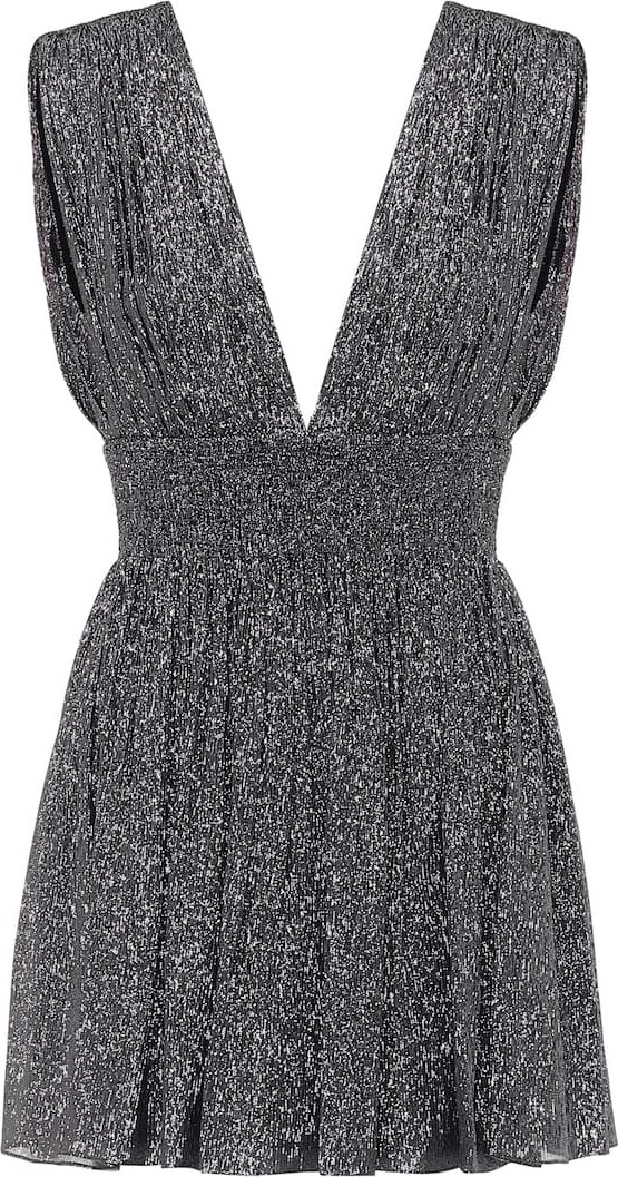 Saint Laurent Metallic silk-blend minidress