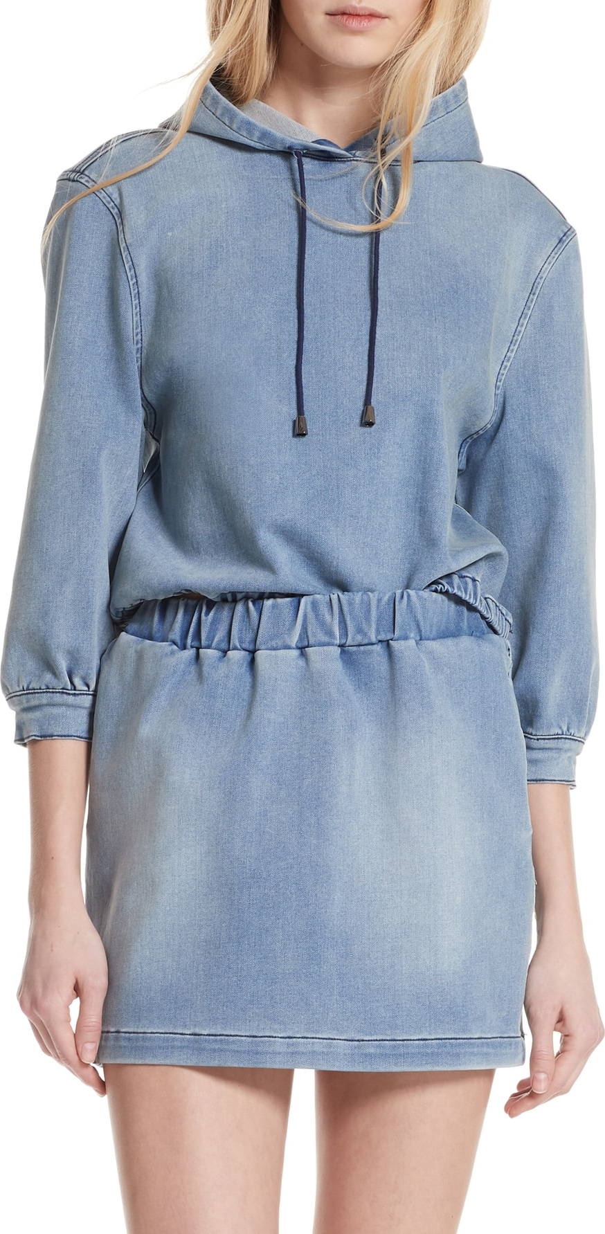 FRAME DENIM Crop Denim Hoodie