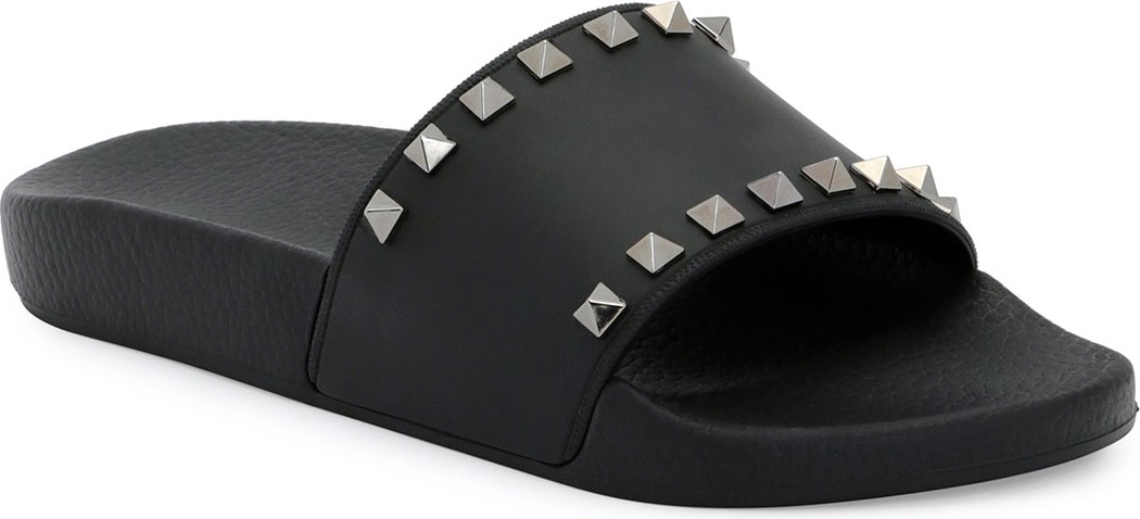 Valentino Rockstud Pool Slide Sandals  Black