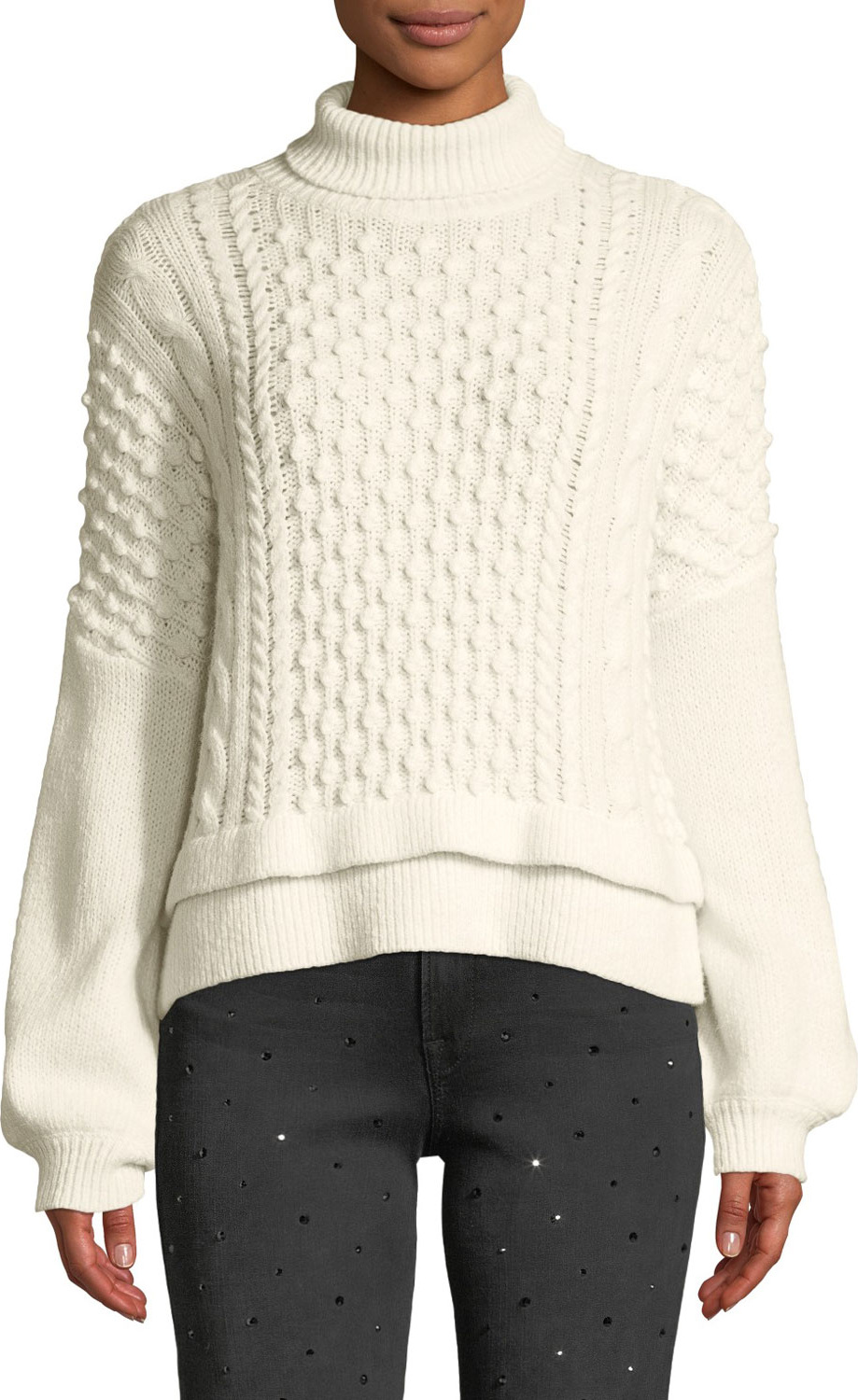 FRAME DENIM Nubby Turtleneck Wool-Blend Knit Sweater