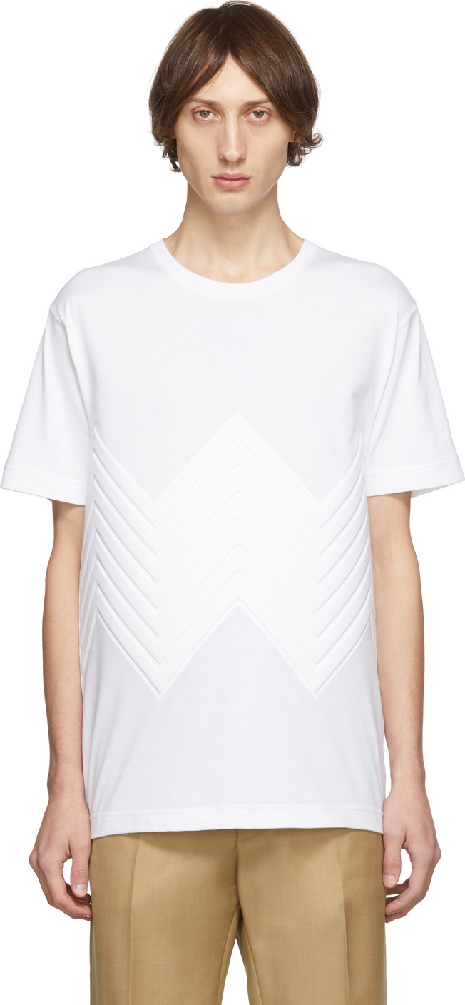 Bottega Veneta White Chevron Pressed T-Shirt