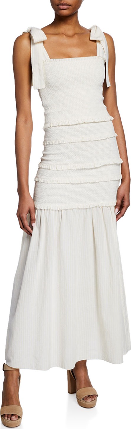 LOVESHACKFANCY Robyn Tiered Shoulder-Tie Maxi Dress