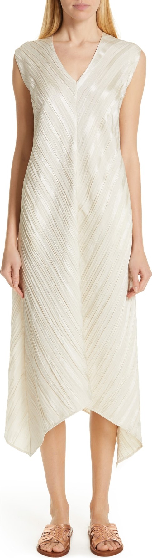 Zero + Maria Cornejo Foulard Plissé Linen & Silk Dress