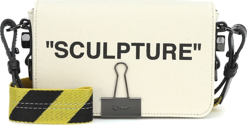 Off White Binder Clip canvas shoulder bag