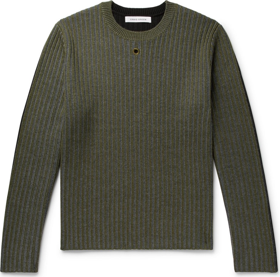 Craig Green Colour-Block Ribbed Wool Sweater