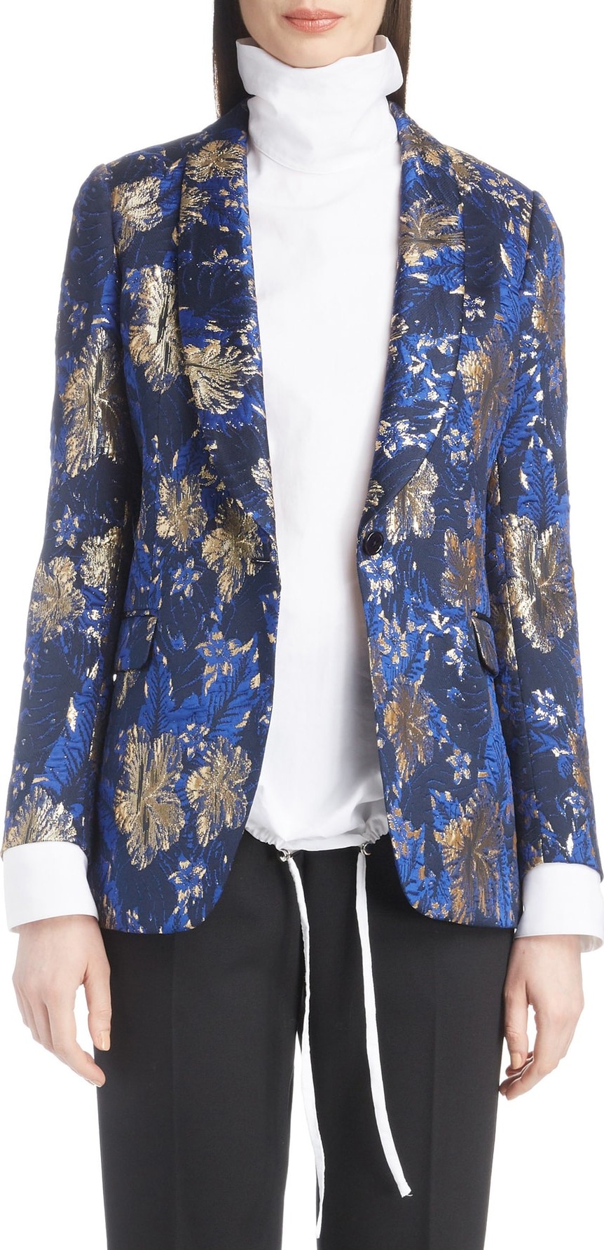 Dries Van Noten Metallic Floral Jacquard Blazer