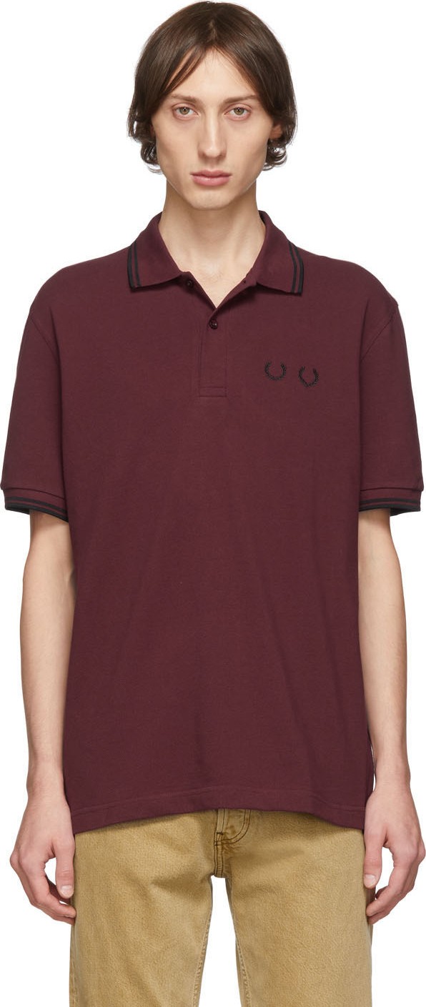 Comme des Garçons Homme Deux Burgundy Fred Perry Edition Piqué Polo