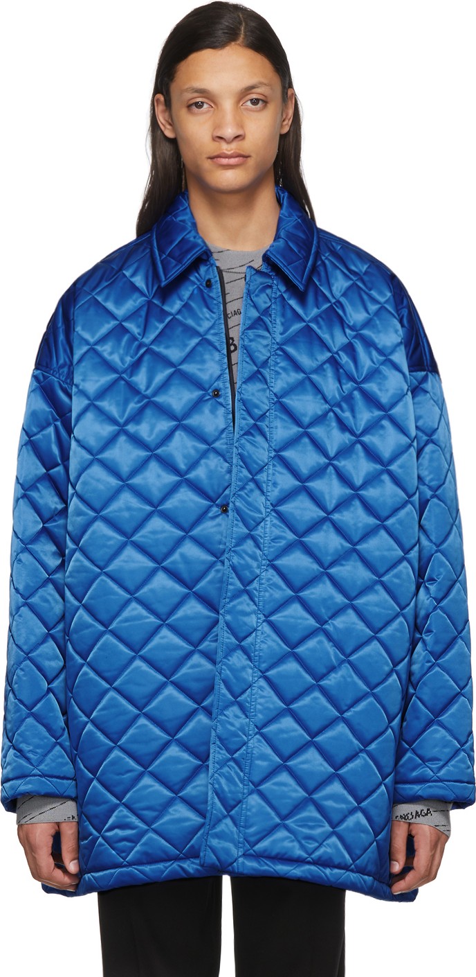 Balenciaga Blue Nylon Quilted Jacket