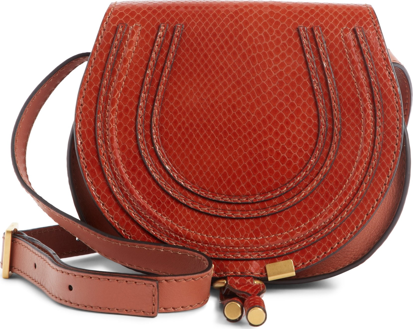 Chloe Mini Marcie Snake Embossed Leather Saddle Bag