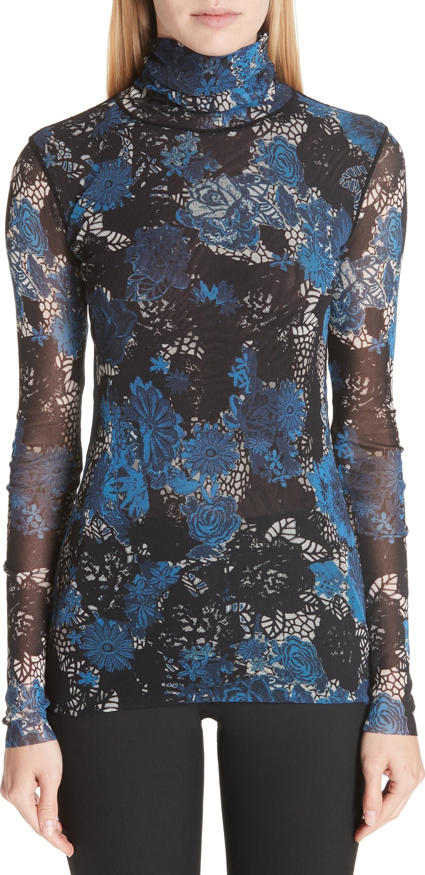 Fuzzi Floral Tulle Turtleneck