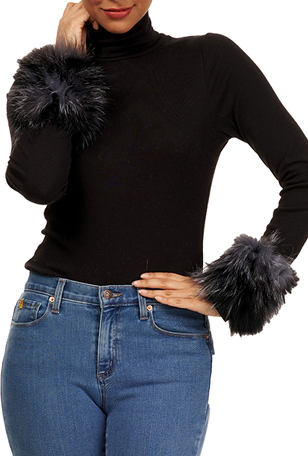 Gorski Knit Fox Fur Cuffs