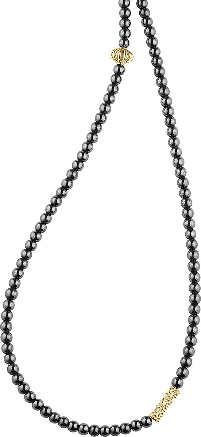 LAGOS Icon Beaded Hematite Station Necklace, 34"