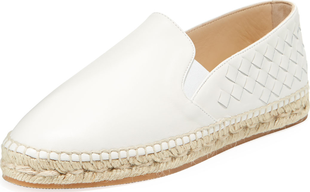 Bottega Veneta Intrecciato Leather Flat Espadrilles