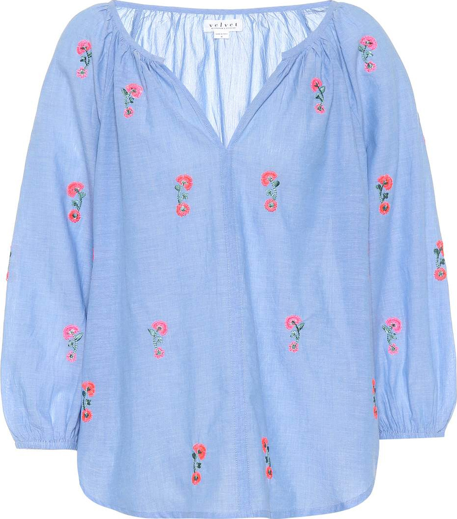 Velvet By Graham & Spencer Martha embroidered cotton blouse