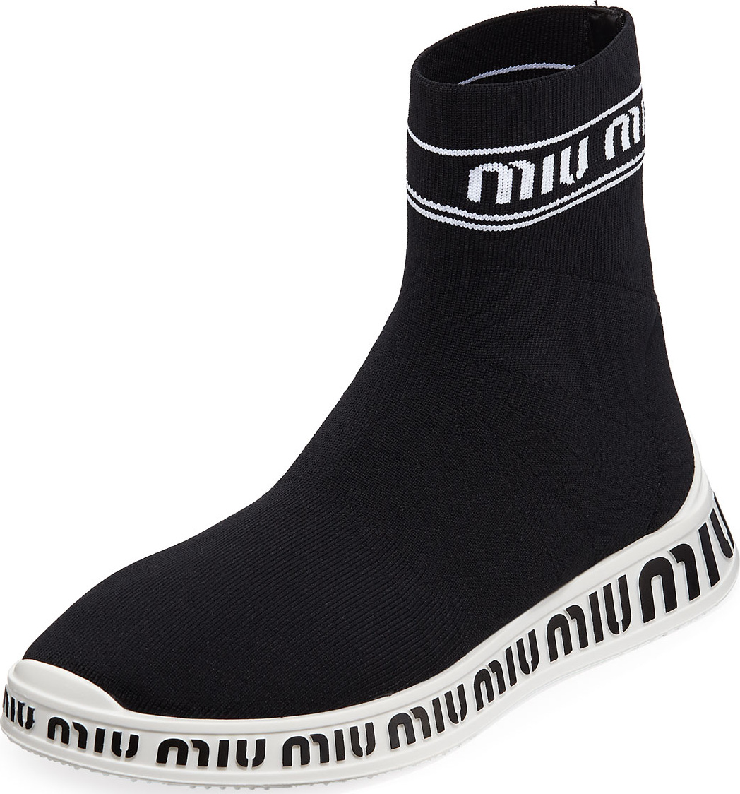 Miu Miu Sock Knit High-Top Trainer Sneakers