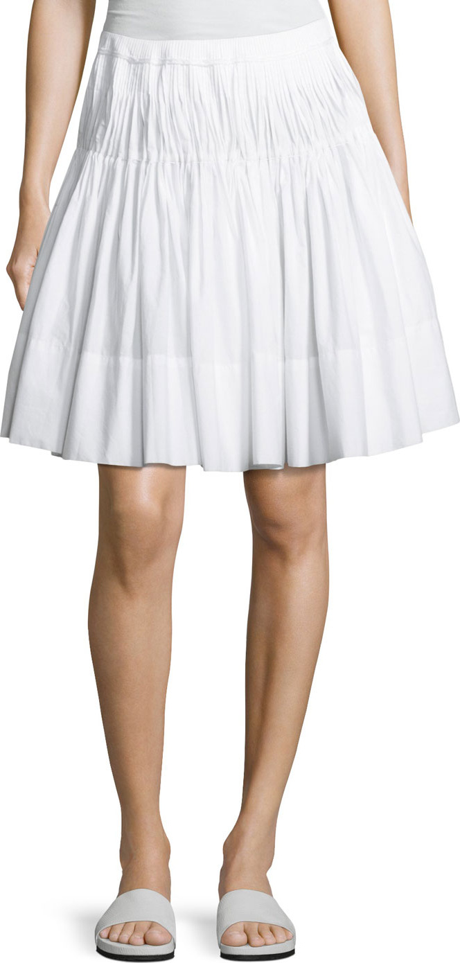 Vince Pleated Knee-Length Skirt with Braided Waist