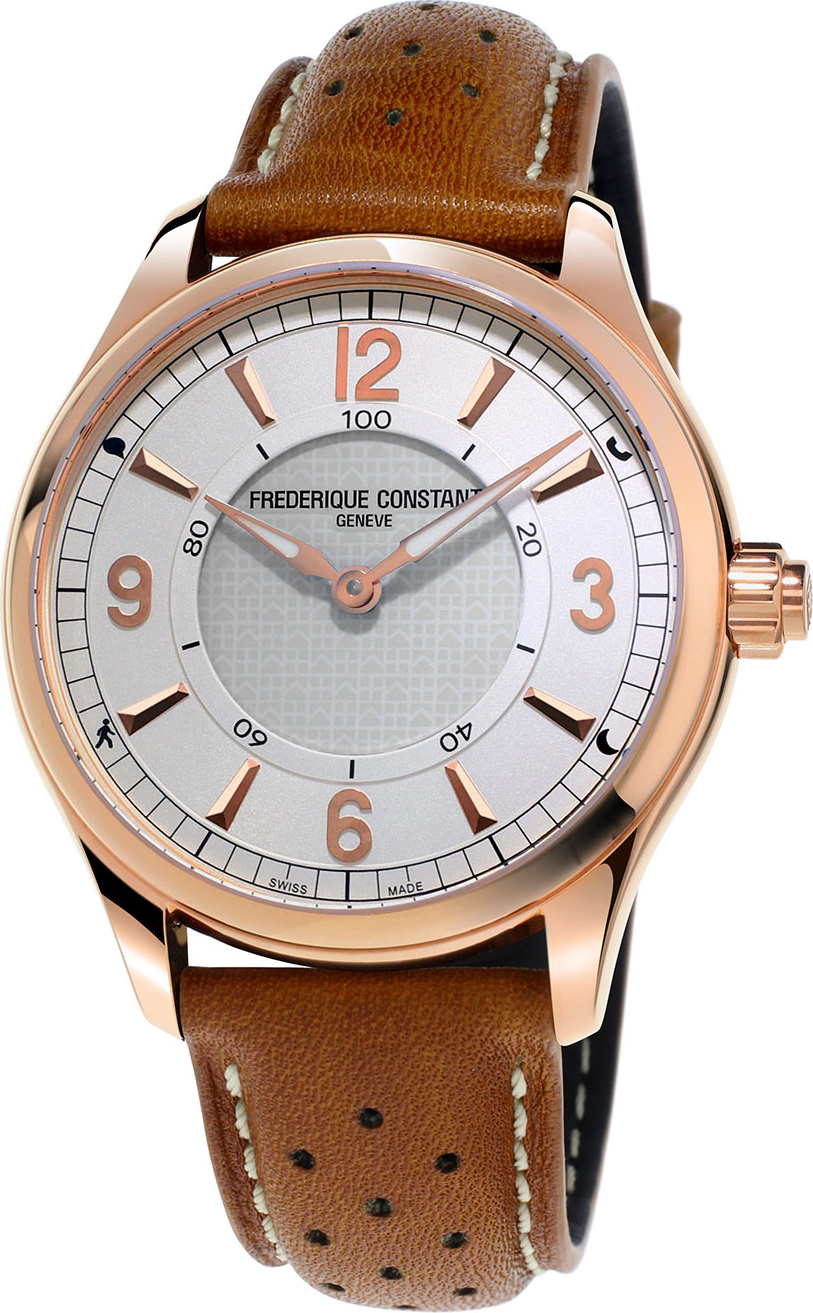Frederique Constant Horological Smart Watch with Leather Strap, White/Brown