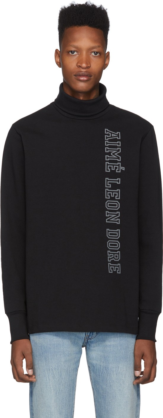 Aimé Leon Dore Black Letterman Turtleneck