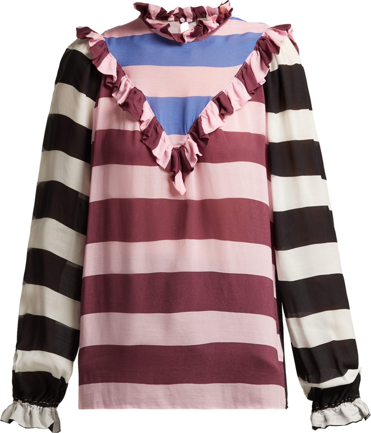 Preen Line Leica ruffle-trimmed striped top