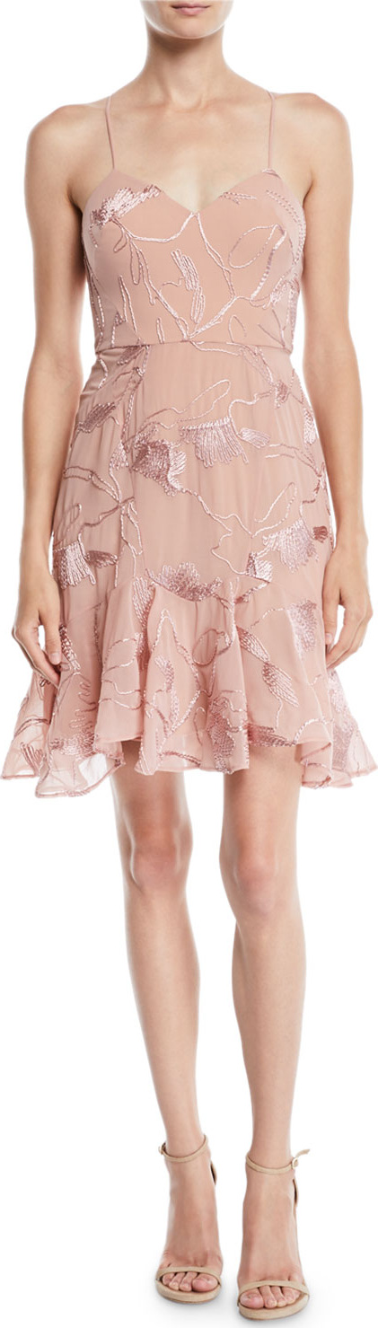 HALSTON HERITAGE Sleeveless Embroidered Soutache Dress